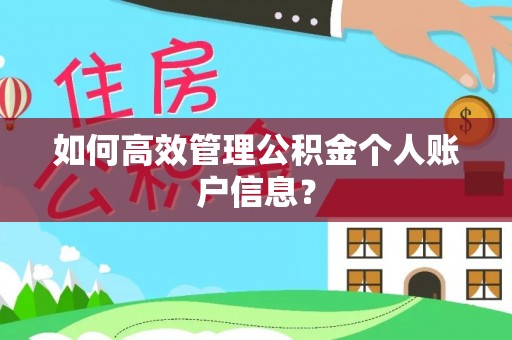 咸安如何高效管理公积金个人账户信息？